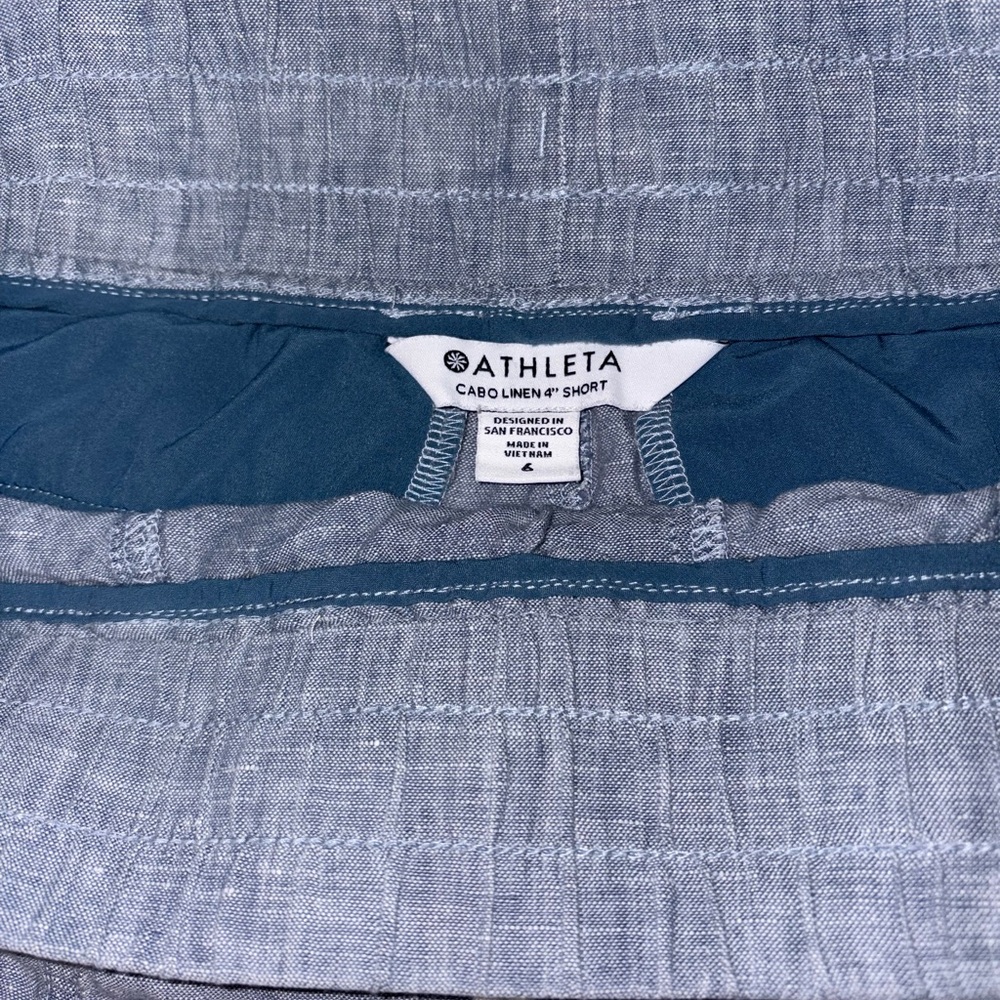 Athleta Cabo Linen Shorts in Blue